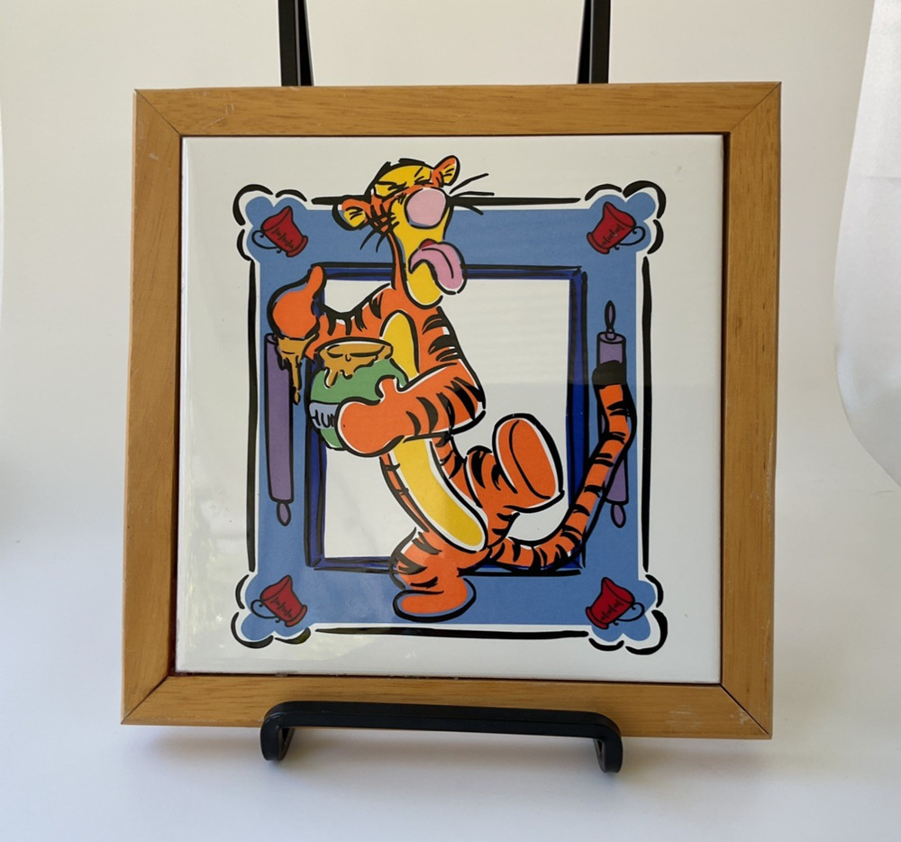 Vintage Treasure Craft Disney Tigger Ceramic Wood Trivet Wall Plaque 7x7